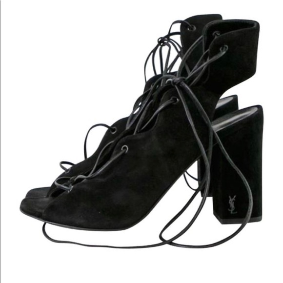 Saint Laurent 'Babies' tie up sandal black 7.5 - Picture 9 of 9